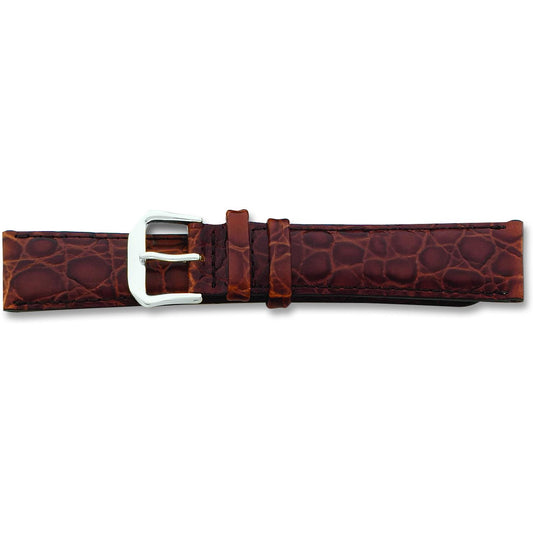 de Beer Brown Alligator Grain Leather Watch Band (16 to 20mm)