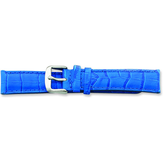 de Beer Blue Crocodile Grain Leather Watch Band (22 to 24mm)