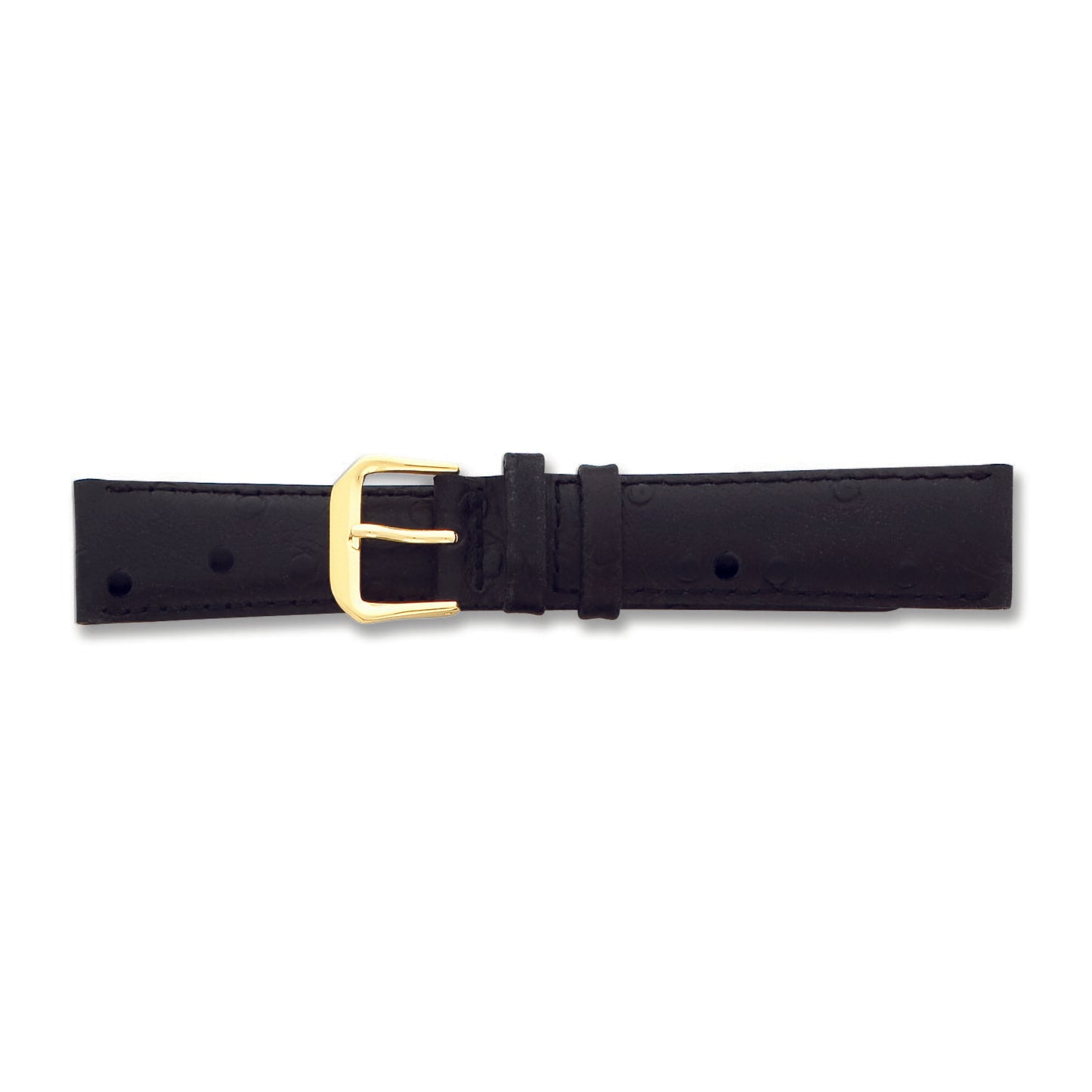 de Beer Black Ostrich Grain Leather Watch Band (12 to 20mm)