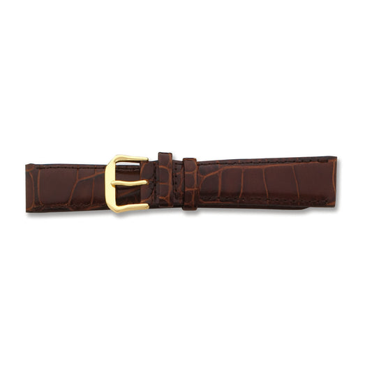 de Beer Brown Crocodile Grain Leather Watch Band (10 to 20mm)