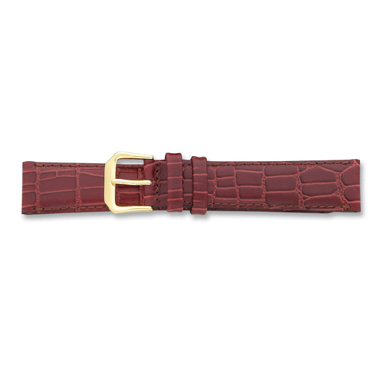 de Beer Brown Alligator Grain Leather Watch Band (12 to 20mm)