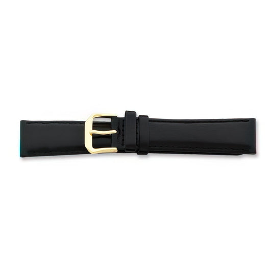 de Beer Black Leather Watch Band (6 to 20mm)