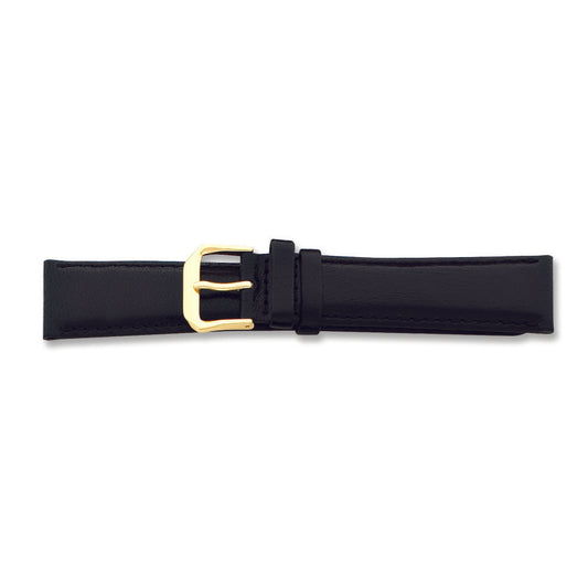 de Beer Black Leather Watch Band (12 to 20mm)