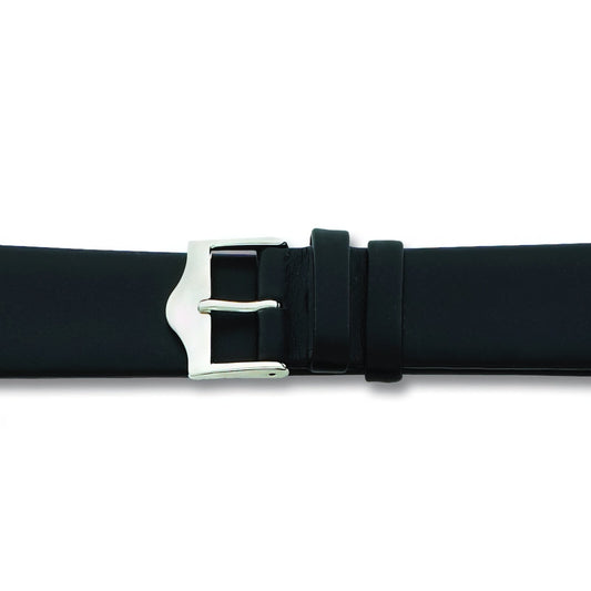 de Beer Black Leather Watch Band (12 to 20mm)
