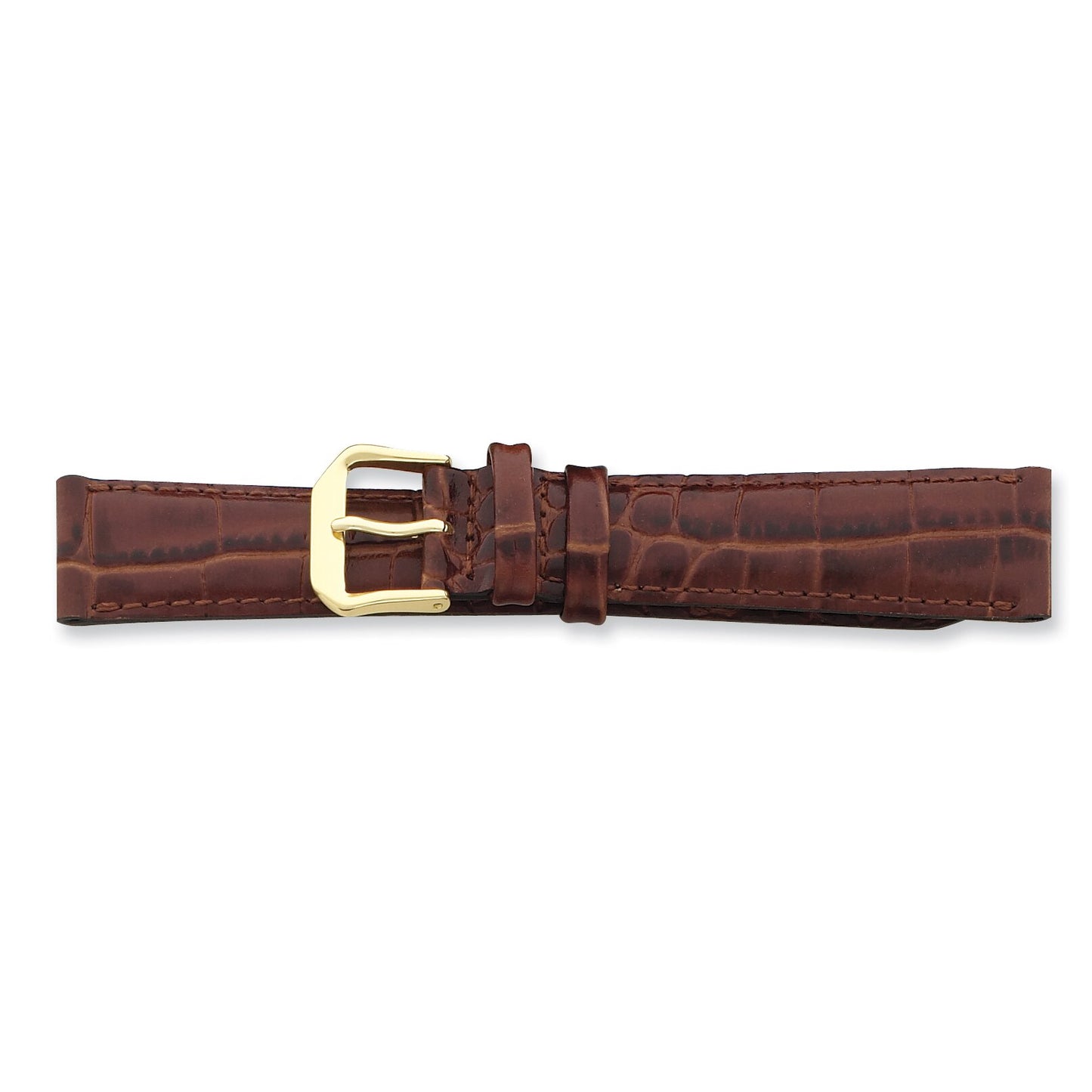 de Beer Brown Crocodile Grain Leather Watch Band (10 to 20mm)