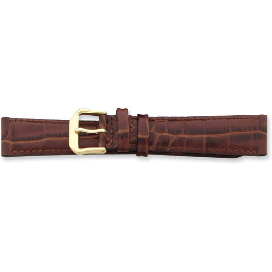 de Beer Brown Crocodile Grain Leather Watch Band (10 to 20mm)