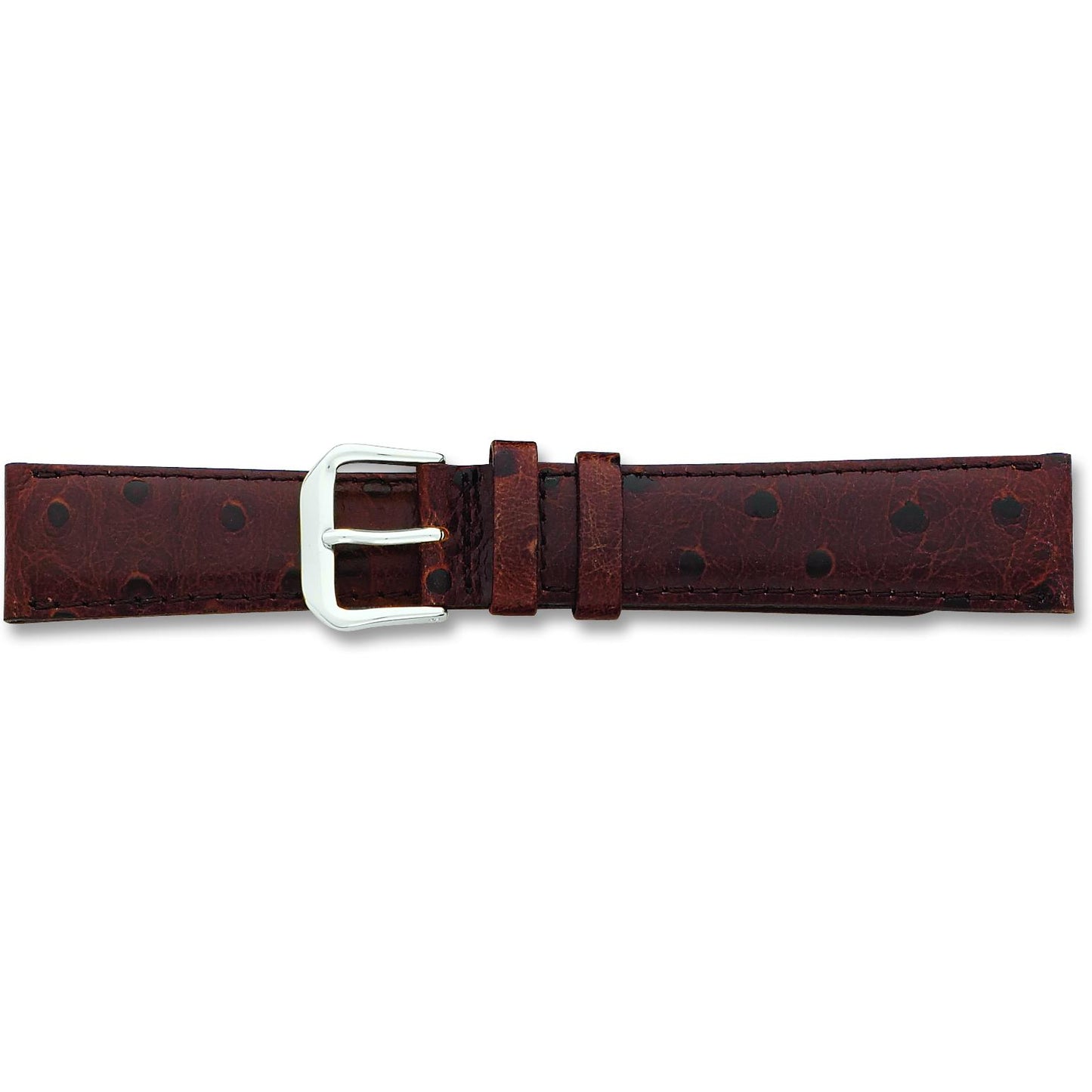 de Beer Brown Ostrich Grain Leather Watch Band (12 to 20mm)