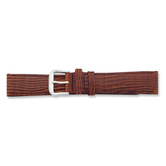 de Beer Brown Snake Grain Leather Watch Band (12 to 20mm)