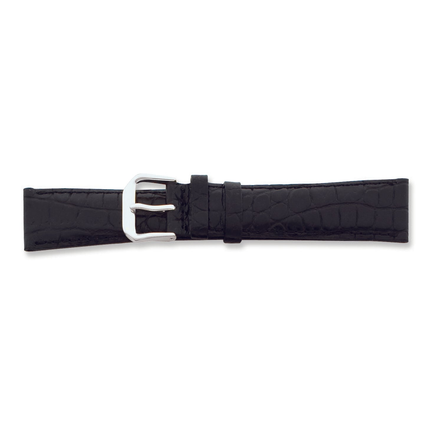 de Beer Black Crocodile Grain Leather Watch Band (10 to 20mm)