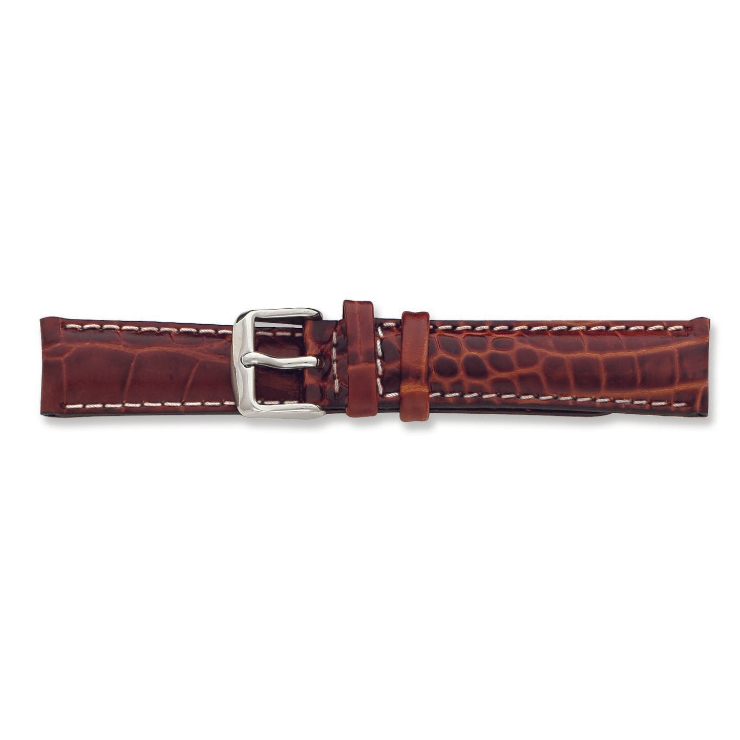 de Beer Brown Crocodile Grain Leather Watch Band (18 to 24mm)