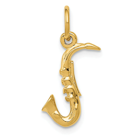14K Yellow Gold 3D Saxophone Charm Diamond Cut