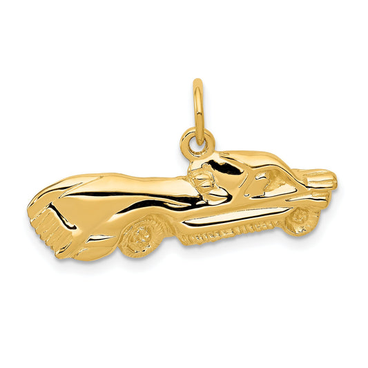 14K Yellow Gold Corvette Sports Car Charm Diamond Cut