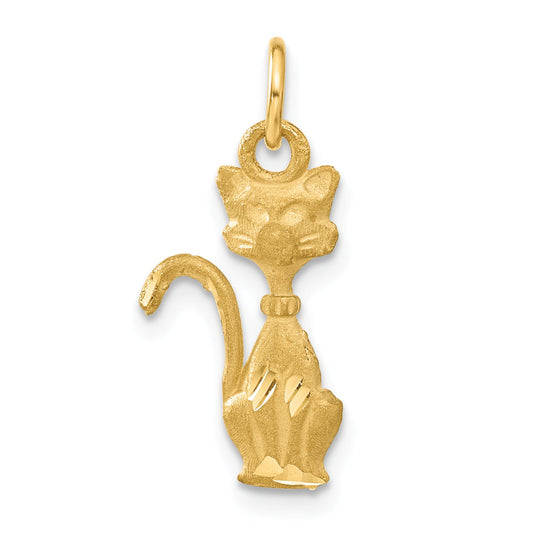 14K Yellow Gold Tom Cat Charm Diamond Cut