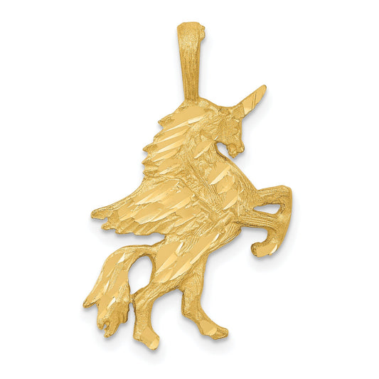 14K Yellow Gold Unicorn Charm Diamond Cut