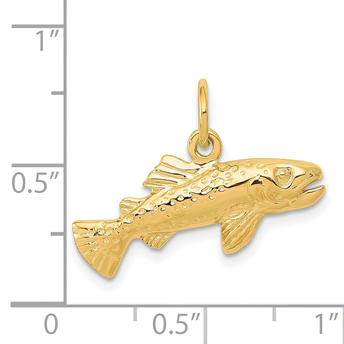 14K Yellow Gold Trout Fish Charm