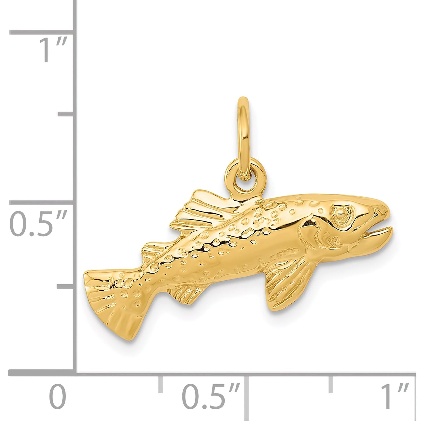 14K Yellow Gold Trout Fish Charm
