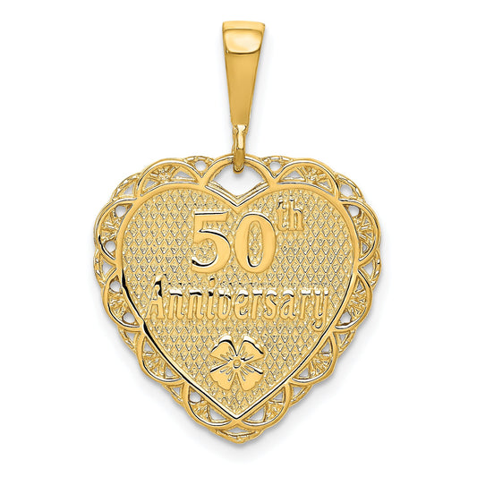 14K Gold Reversible 50th Anniversary Heart Charm