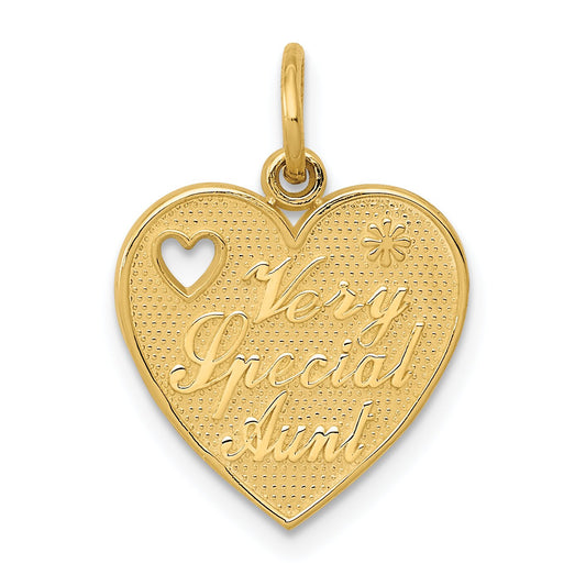 14K Gold Very Special Aunt Heart Charm