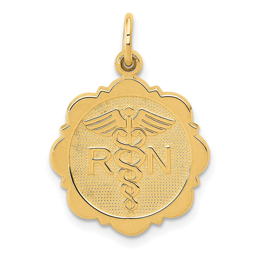 14K Gold RN Caduesus Charm