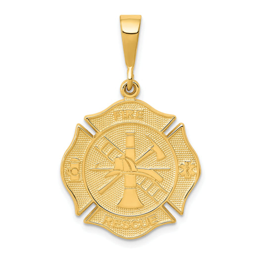 14K Gold Fire Rescue Medal Pendant