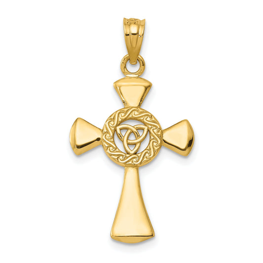 14K Gold Celtic Knot Cross Pendant