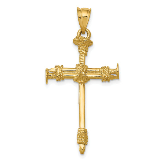 14K Gold Nail Cross Pendant