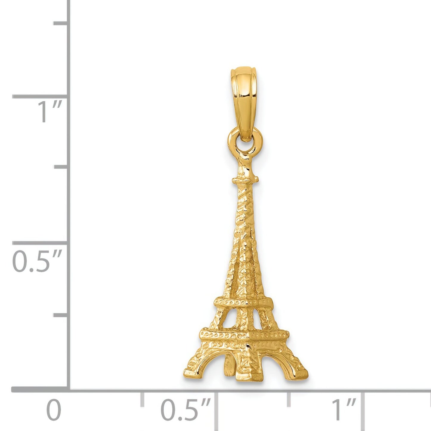 14K Yellow Gold 3D Eiffel Tower Charm Paris Pendant