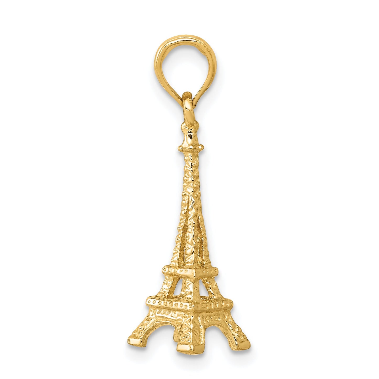 14K Yellow Gold 3D Eiffel Tower Charm Paris Pendant