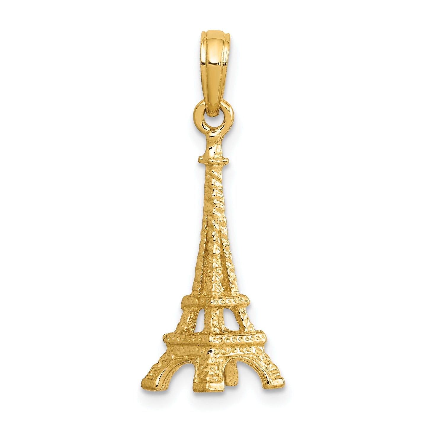 14K Yellow Gold 3D Eiffel Tower Charm Paris Pendant