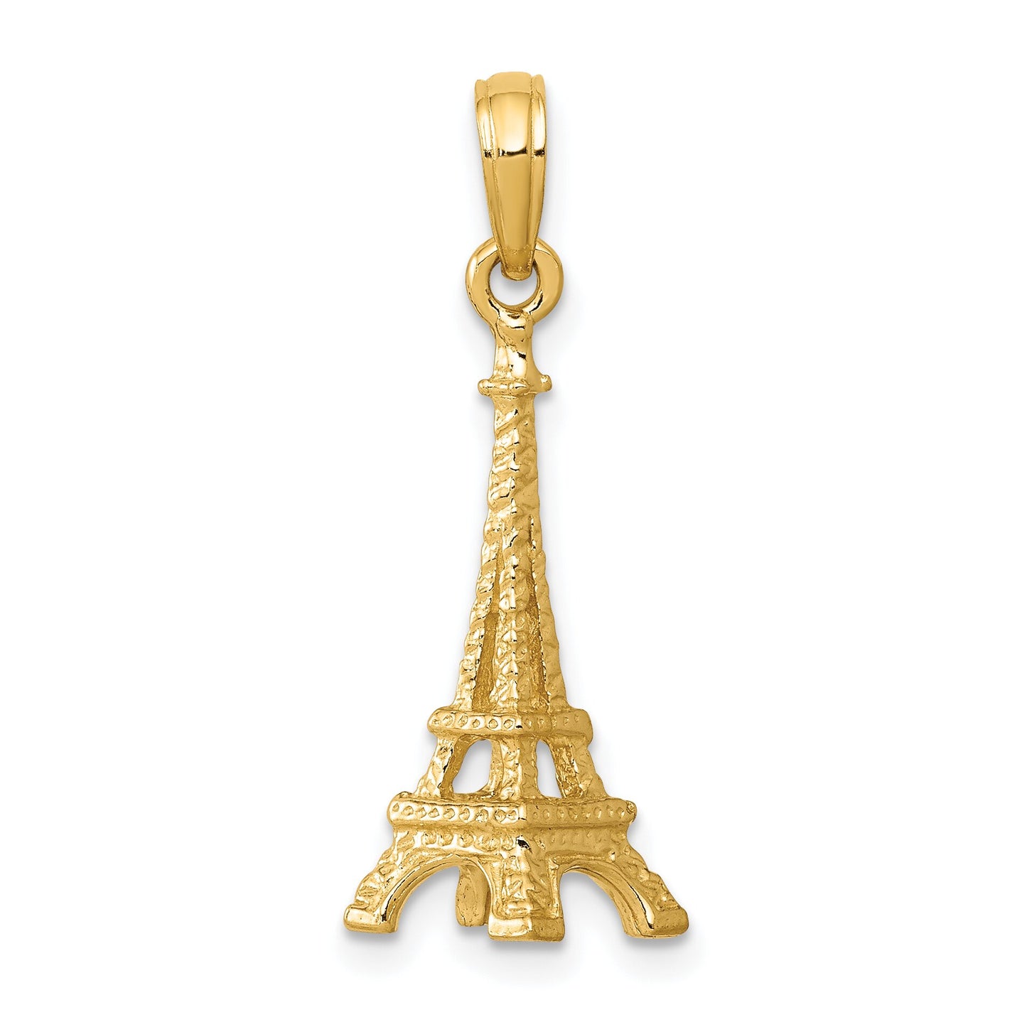 14K Yellow Gold 3D Eiffel Tower Charm Paris Pendant
