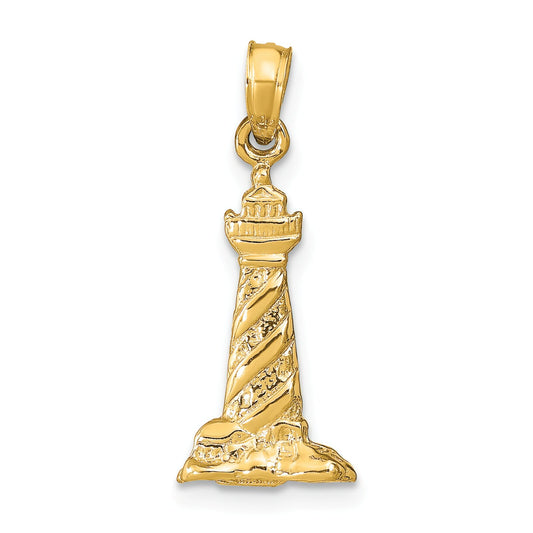 14K Gold 3D Cape Hatteras Lighthouse Charm