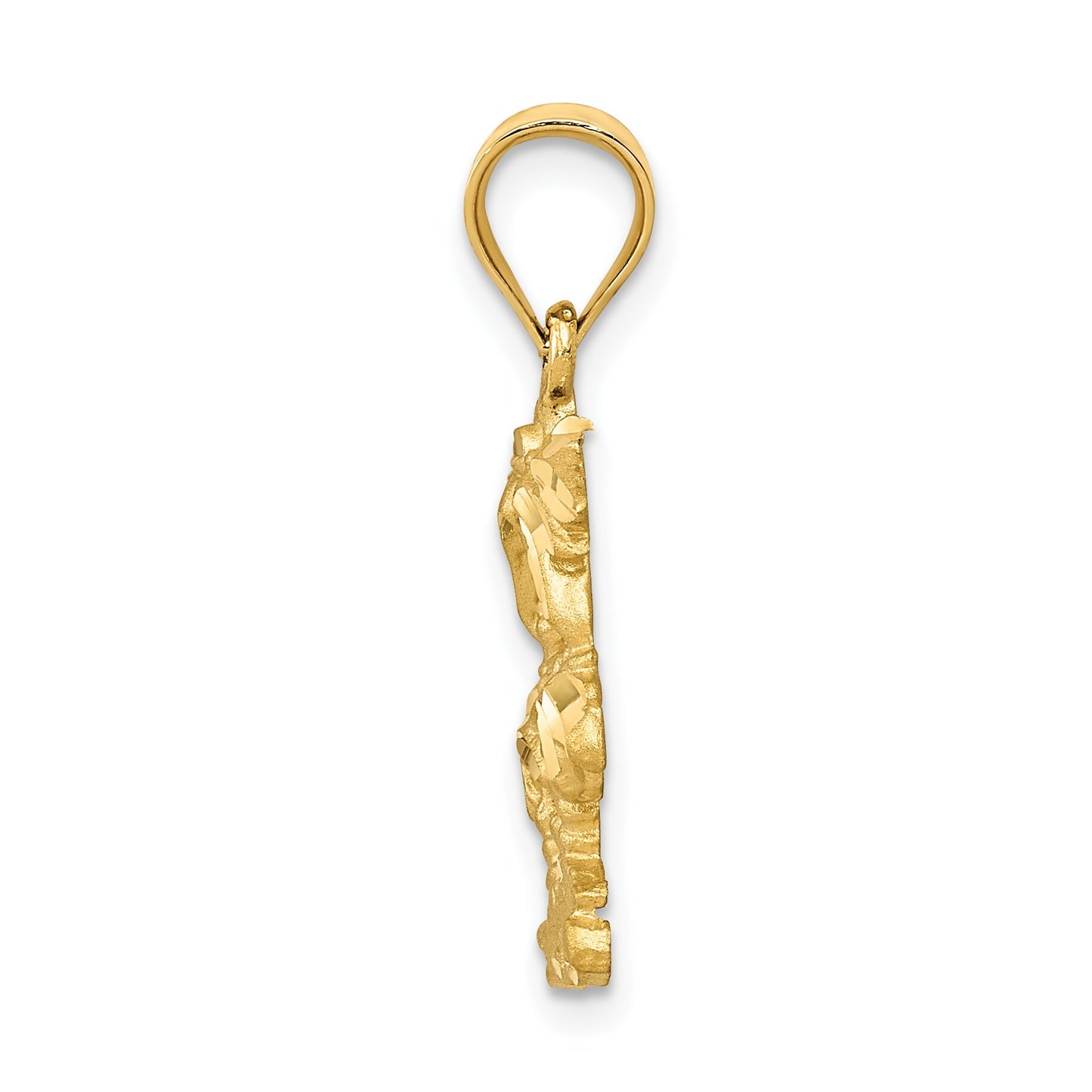 14K Gold Palm Trees Charm Diamond Cut