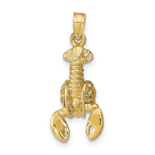 14K Gold 3D Lobster Charm