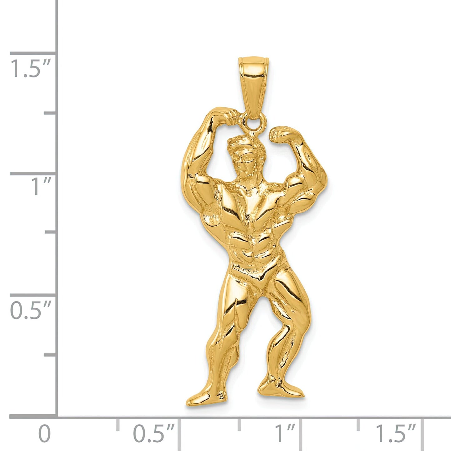 14K Gold Polished Weightlifter Charm