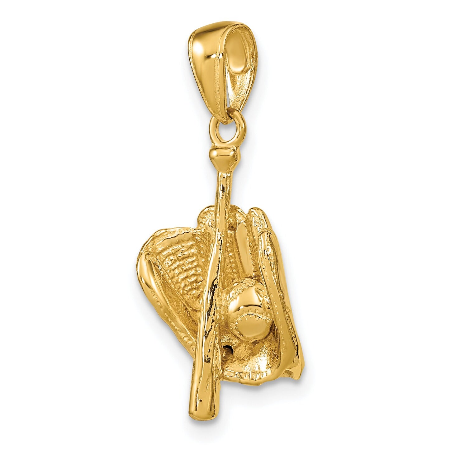 14K Gold 3D Baseball Glove Bat & Ball Charm