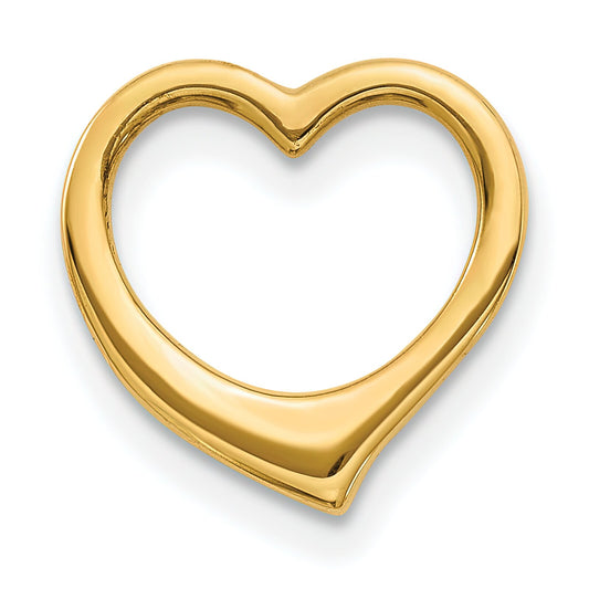 14K Gold 3D Floating Heart Slide Pendant