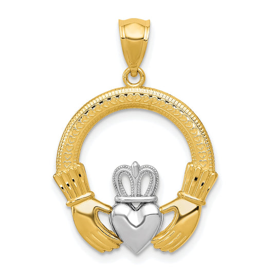 14K Two Tone Gold Claddagh Charm