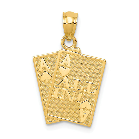 14K Gold Ace of Hearts & Spades All In Cards Charm