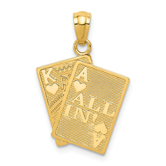 14K Gold Ace & King of Hearts All In Cards Charm