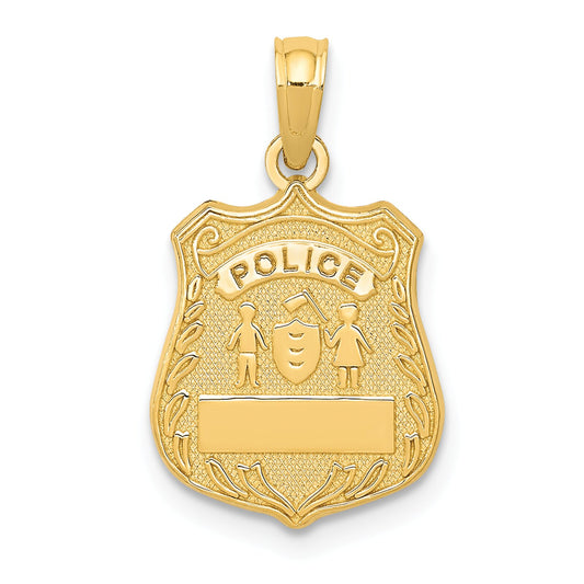 14K Gold Police Badge Engravable Charm