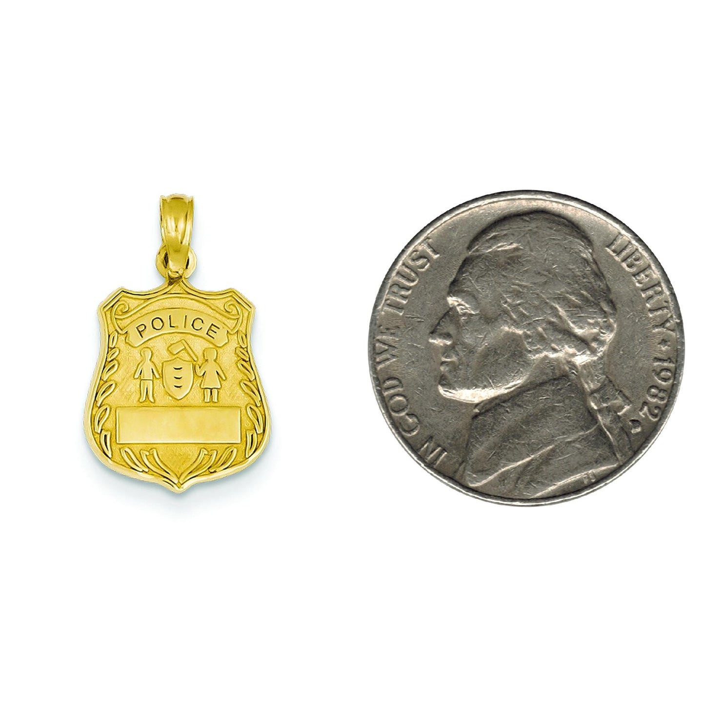 14K Gold Police Badge Engravable Charm