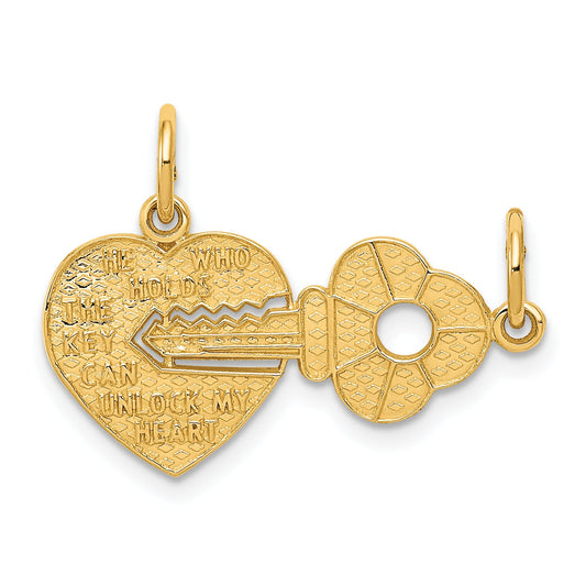 14K Gold Key To My Heart Breakable Charm