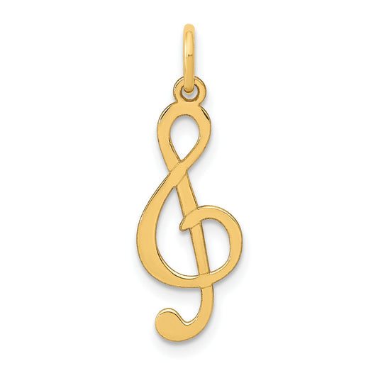 14K Gold 3D Clef Note Charm
