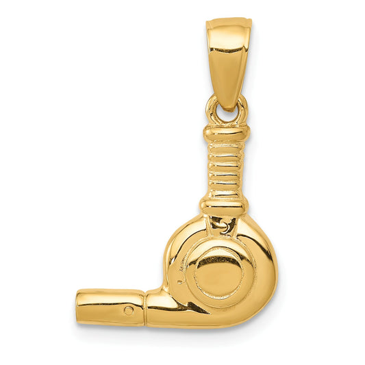 14K Gold 3D Blow Dryer Charm