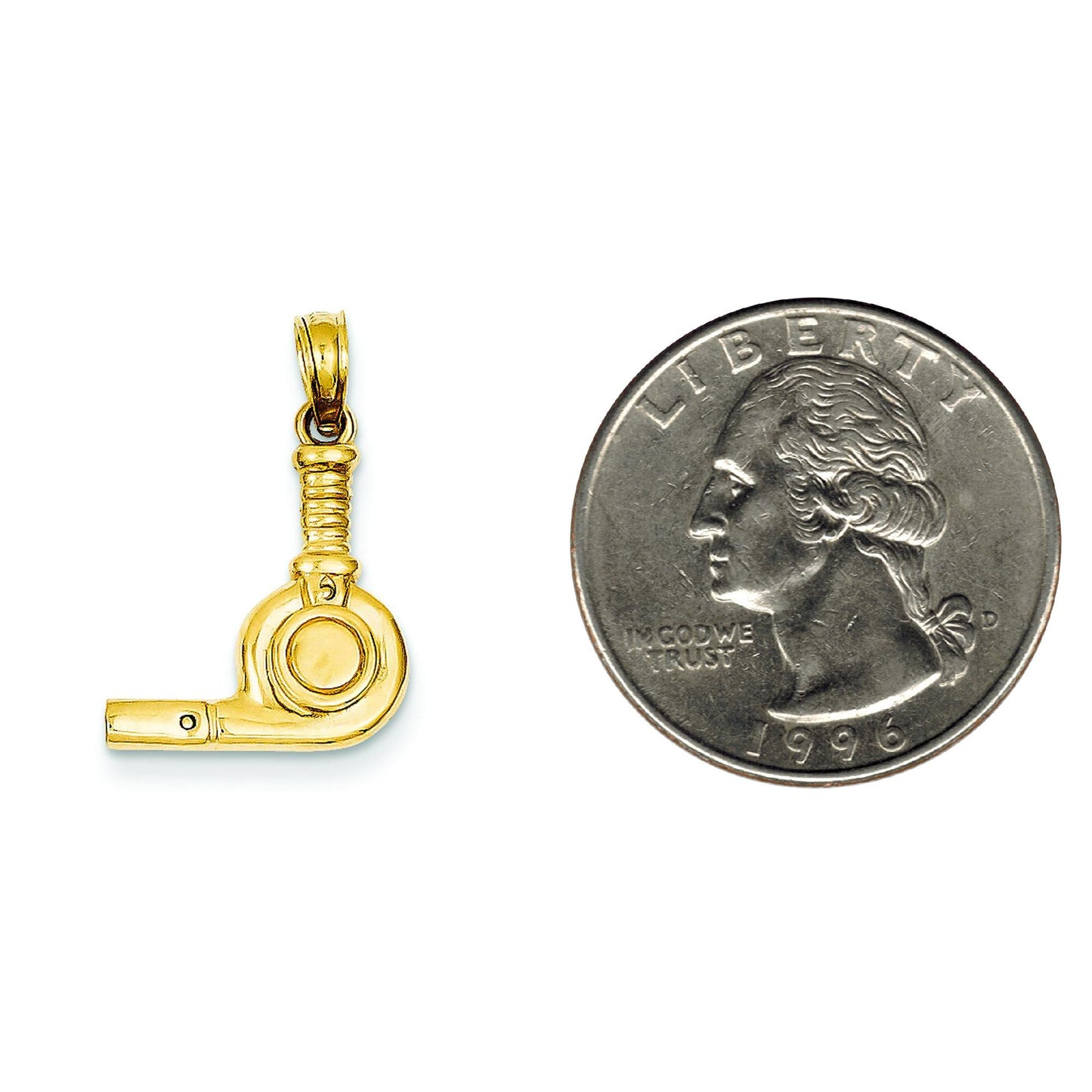 14K Gold 3D Blow Dryer Charm