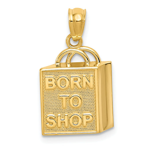 14K Gold Born to Shop Shopping Bag Charm