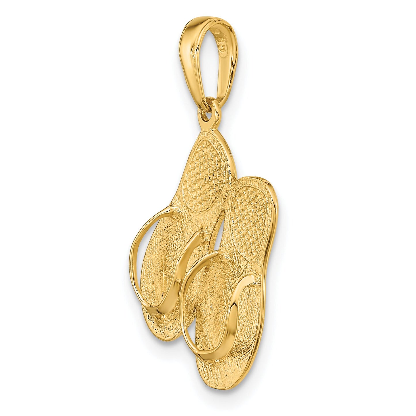 14K Gold 3D Maui Aloha Reversible Flip Flop Charm