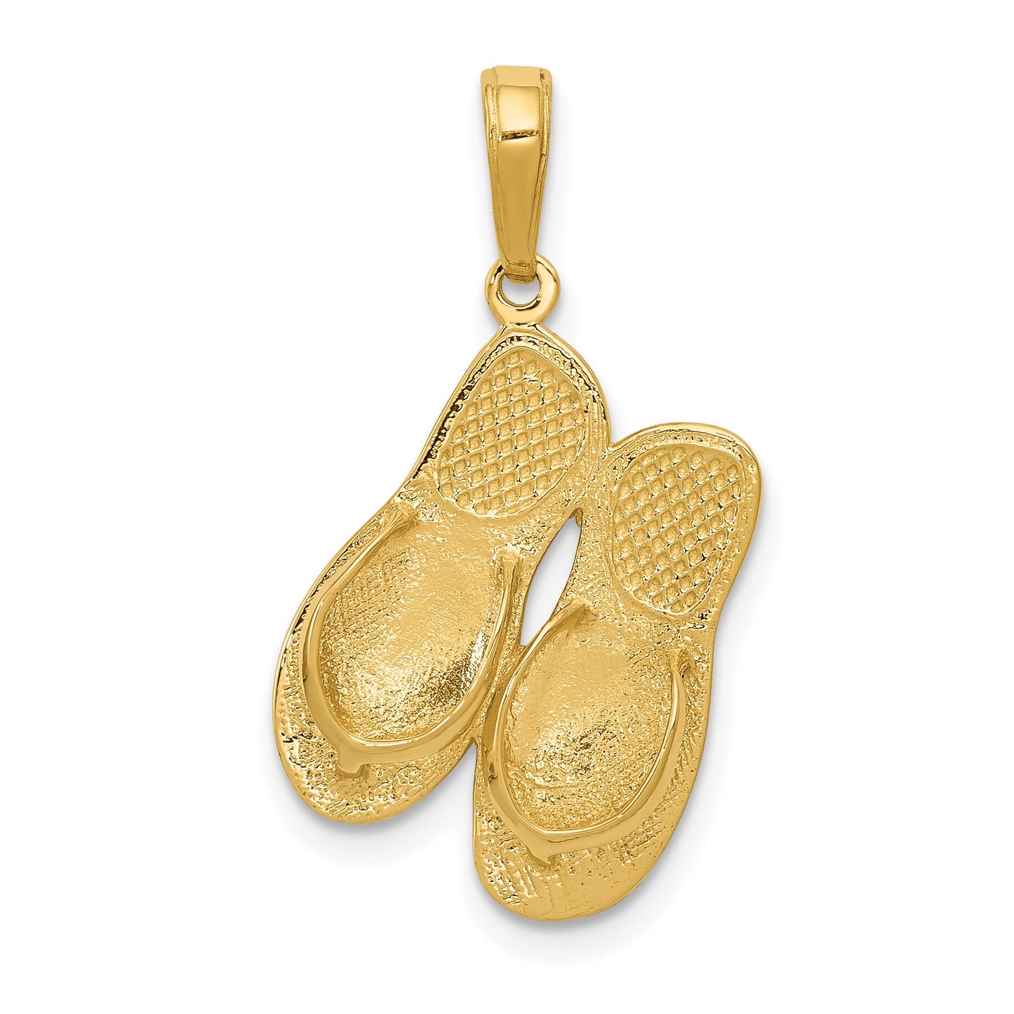 14K Gold 3D Maui Aloha Reversible Flip Flop Charm