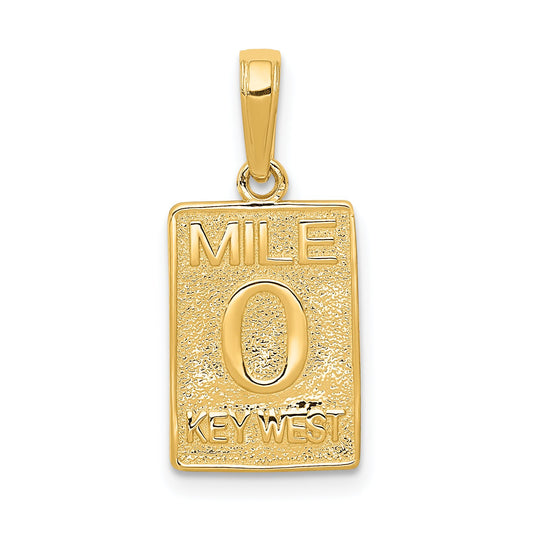 14K Gold Mile 0 Key West Mile Marker Charm