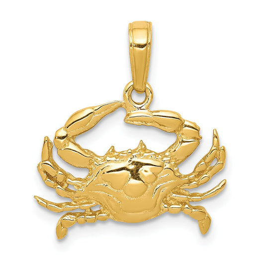 14K Gold Blue Crab Charm